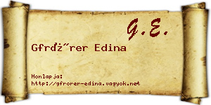 Gfrörer Edina névjegykártya